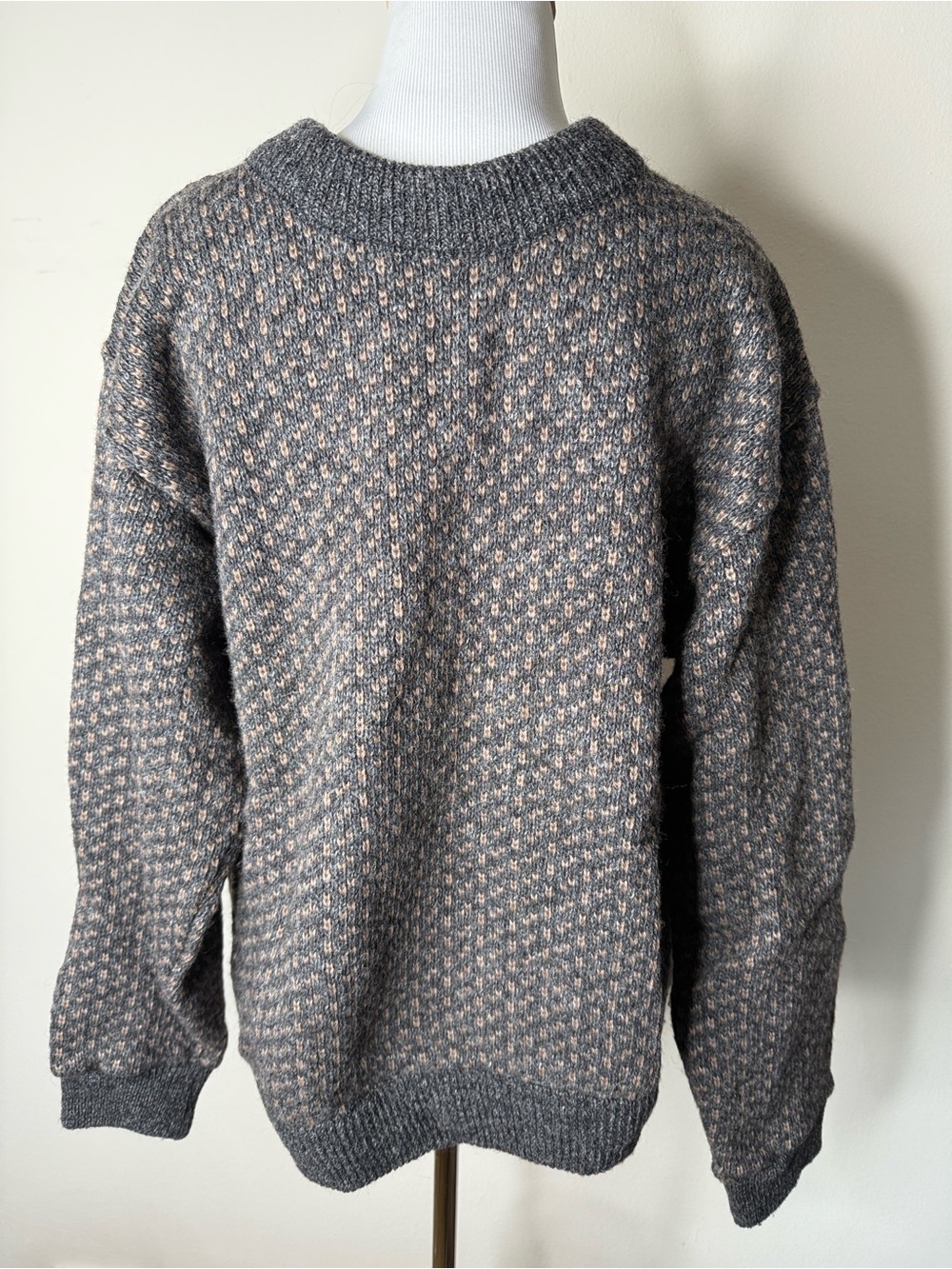 L.L. Bean Gray and Tan Vintage Wool Norwegian Fisherman Sweater